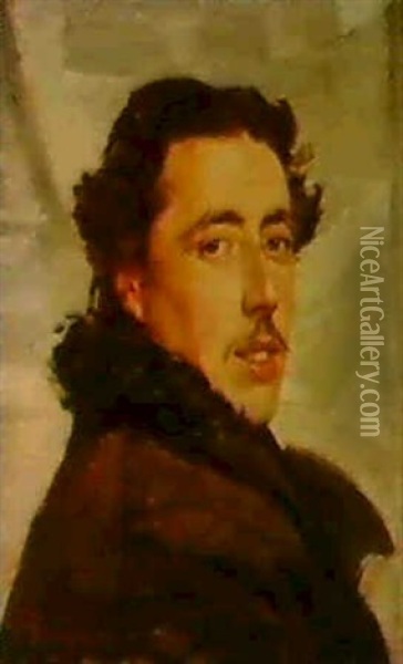 A Portrait Of Giovanni Bruno With Moustache Oil Painting - Giovanni Boldini