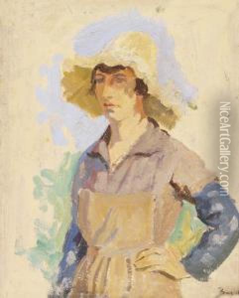 Femme Au Chapeau De Paille Oil Painting - Frederic Bazille
