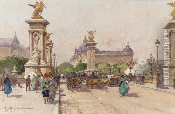 Le Pont Alexandre Iii Et Le Grand Palais Oil Painting - Eugene Galien-Laloue