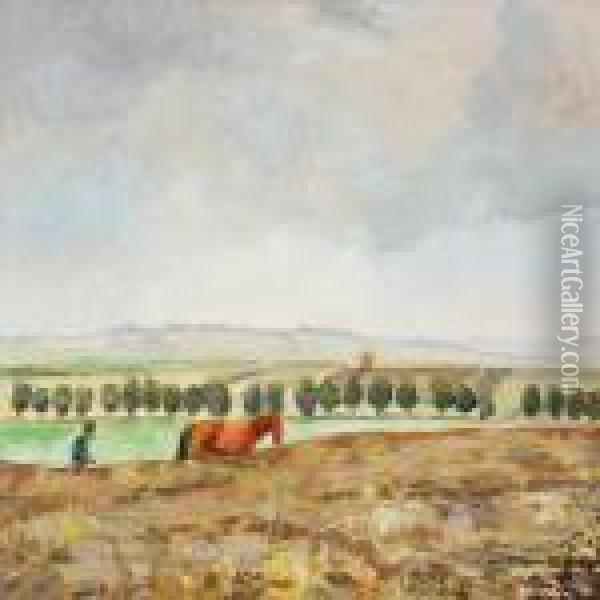 Udsigt Over Marklandskab Oil Painting - Fritz Syberg