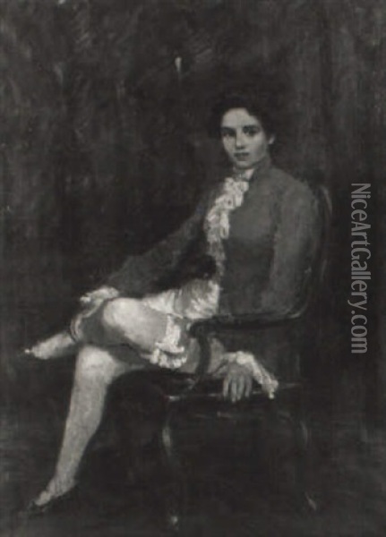 Portrat Einer Dame, Im Stuhl Sitzend Oil Painting - Ernst Oppler