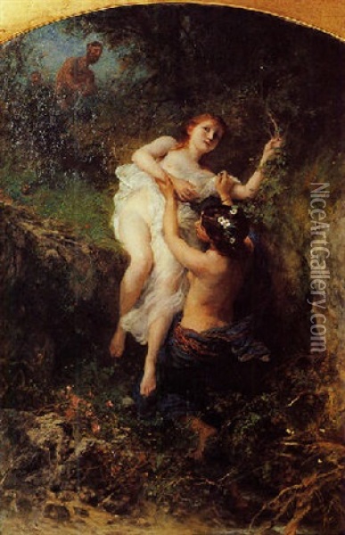 Nymphes Et Satyres Oil Painting - Adolphe Jourdan