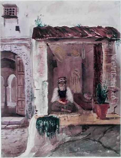 A Tobacconist Algiers Oil Painting - Theodore Leblanc