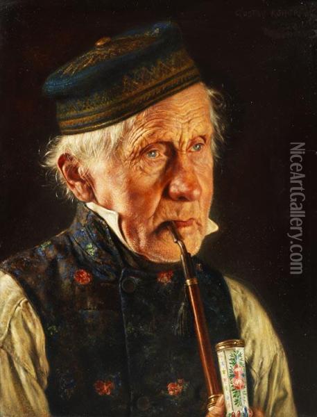 Pfeiferauchender Mann Oil Painting - Gustav Kohler