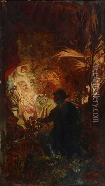 Sleeping Beauty Awakening Oil Painting - Eduard Charlemont