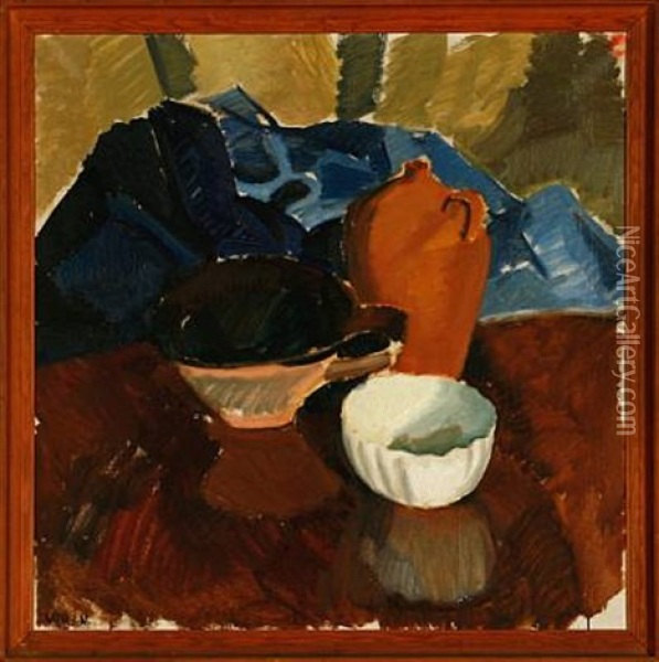 Still Life With Jug And Bowl Oil Painting - Ville Jais Nielsen