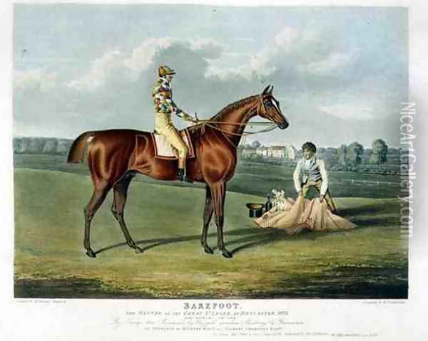 'Barefoot', the Winner of the Great St. Leger at Doncaster, 1823 Oil Painting - John Frederick Herring Snr