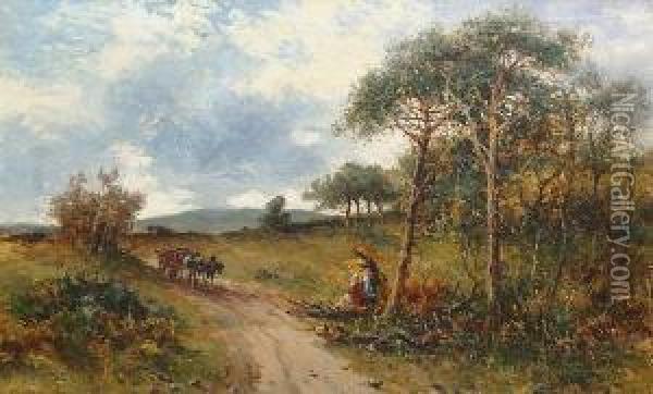 On The Way To Market 'c Brennir' (lower Left) Oil Painting - Carl Brennir