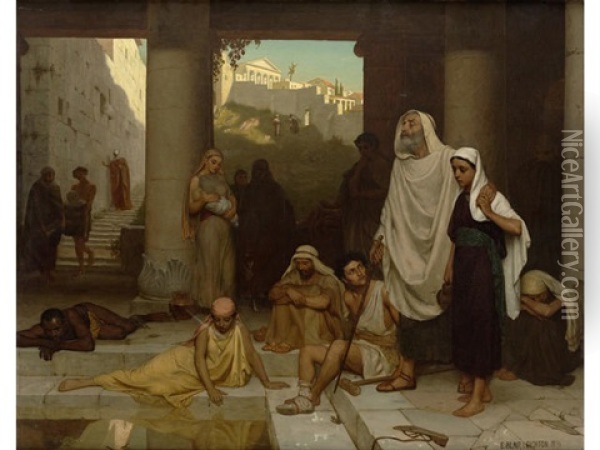 The Blind Man At The Pool Of Siloam Oil Painting - Edmund Blair Leighton