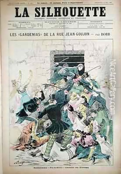 Men Climbing over Women to Escape the Fire at the Bazar de la Charite Oil Painting - Bobb