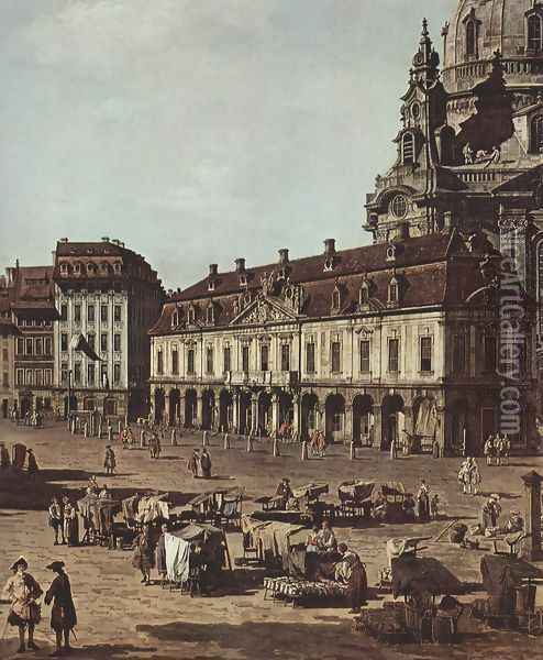 View of Dresden, the Neumarkt Moritz of the road, detail Oil Painting - (Giovanni Antonio Canal) Canaletto