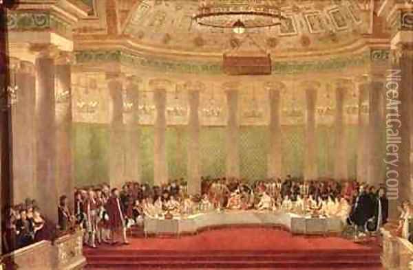 The Banquet for the Marriage of Napoleon Bonaparte 1769-1821 and Marie Louise de Habsbourg Lorraine 1791-1847 Oil Painting - Alexandre (Casanova) Dufay