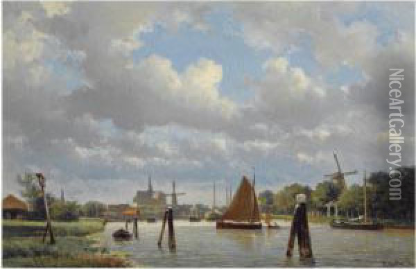 A River Landscape Near Haarlem Oil Painting - Everhardus Koster