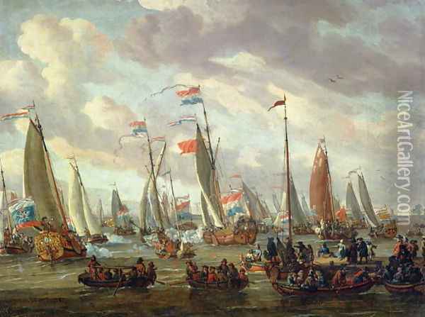 Tsar Peter I 1672-1725 visiting England in January 1698 Oil Painting - Abraham Storck