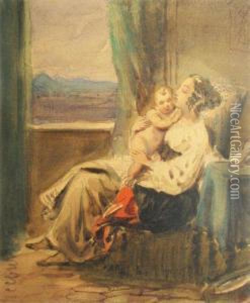 Maternite Italienne Oil Painting - Leon Louis Riesener