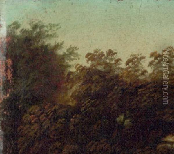 An Italianate Landscape With Peasants On A Path Oil Painting - Pieter van Bloemen