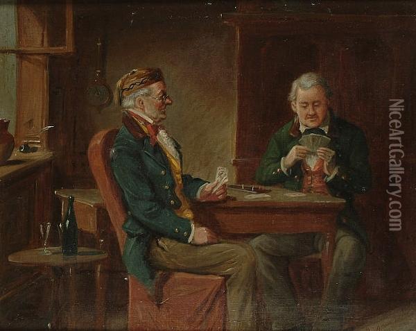 A Game Of Cribbage Oil Painting - Alexander Austin
