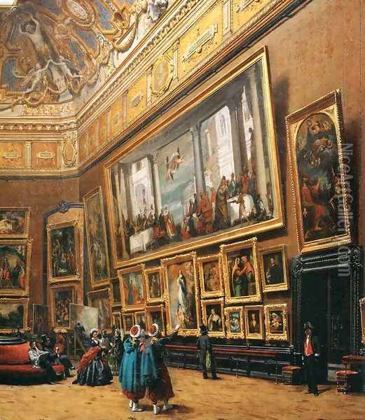 View of the Grand Salon Carre in the Louvre (detail) Oil Painting - Giuseppe Castiglione