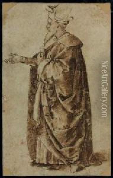 Etude D'homme En Pied De Profil Gauche Oil Painting - Pietro Perugino