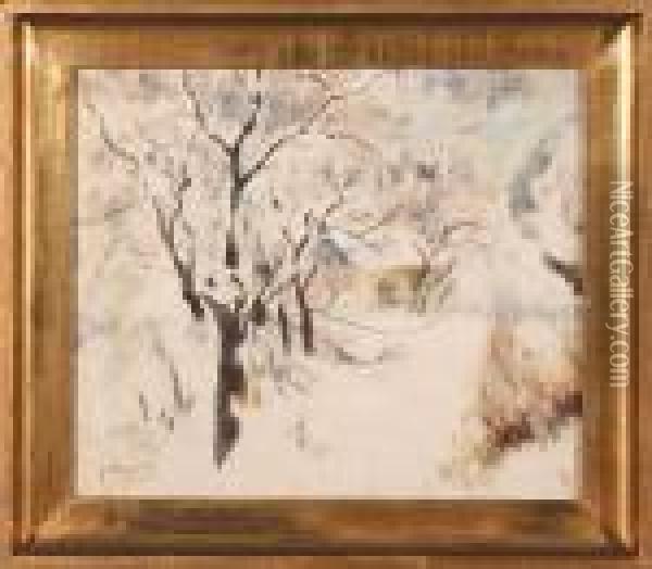 Jablonie W Zimowym Sadzie, 1939 R. Oil Painting - Kazimierz Sichulski