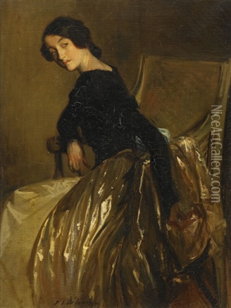 Desiree Manfred En Robe Argentee Oil Painting - Jacques-Emile Blanche