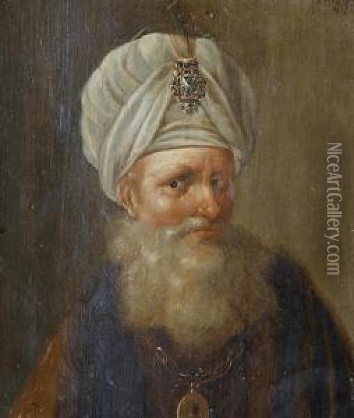 Portrait Of A Turkish Gentleman Oil Painting - Jan-Baptiste Vanmour