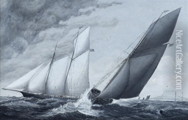 Yachts Maneuvering Before The Race Oil Painting - Haughton Forrest