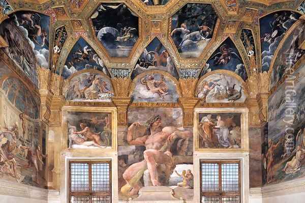 View of the Sala di Psyche (west wall) Oil Painting - Giulio Romano (Orbetto)