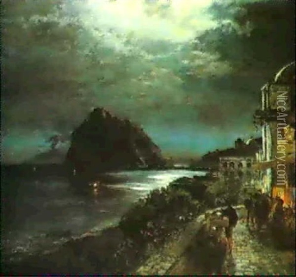 The Aragonese Castel, Ischia Oil Painting - Oswald Achenbach