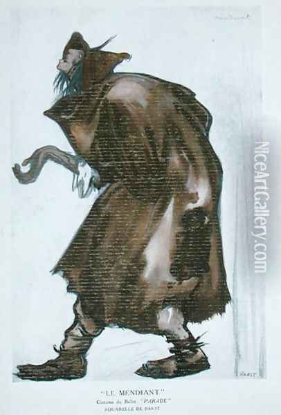 Costume design for the Beggar, for 'Parade' by Erik Satie (1866-1925) from the 'Ballets Russes' programme, 1917 Oil Painting - Leon Samoilovitch Bakst