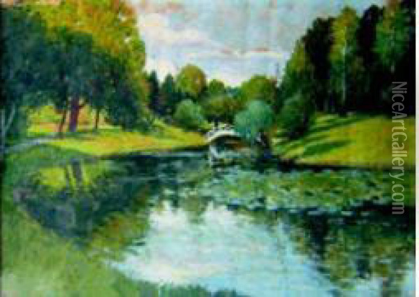 Paysage Au Pont Oil Painting - Odon Tull