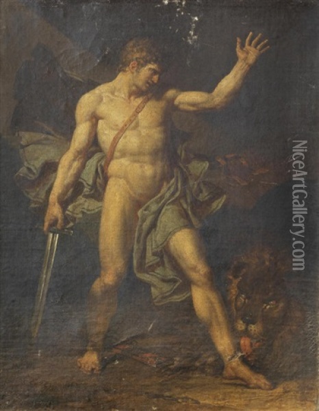 Androcles And The Lion Oil Painting - Charles Meynier