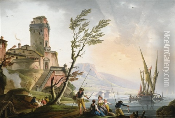 Mediterranean Landscape Oil Painting - Charles Francois Lacroix