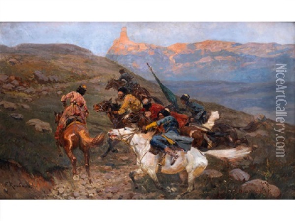 Tscherkessen Zu Pferde Oil Painting - Franz Roubaud