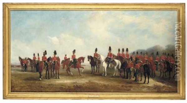 A Review Of The 16th (the Queen's) Light Dragoons Oil Painting - John Ferneley Jr.