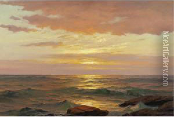 Sunrise, Bay Of Fundy Oil Painting - Warren W. Sheppard