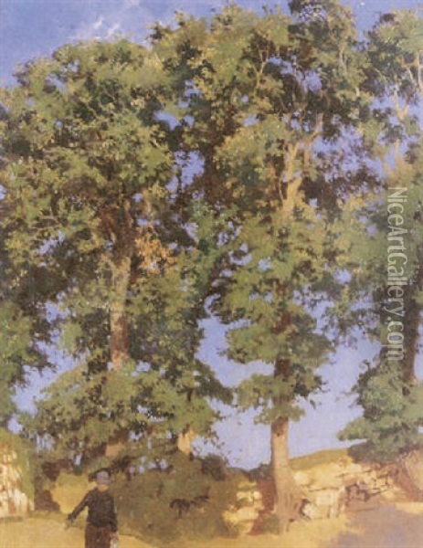 Audir Lane, Paul Hill, Newlyn Oil Painting - Harold Harvey