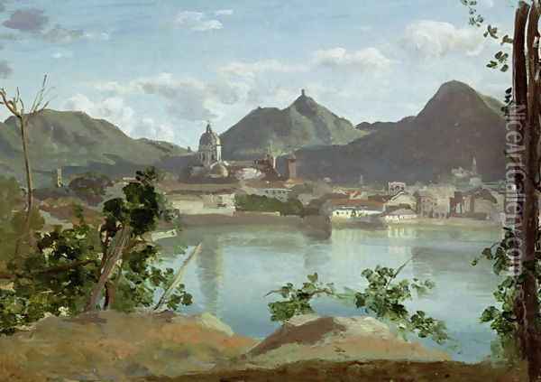The Town and Lake Como, 1834 Oil Painting - Jean-Baptiste-Camille Corot