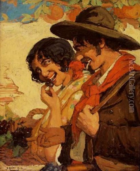 Couple De Vendangeurs Andalous Oil Painting - Ernest Azema