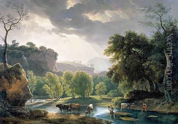View of the Roman Campagna 1814 Oil Painting - Hendrik Voogd