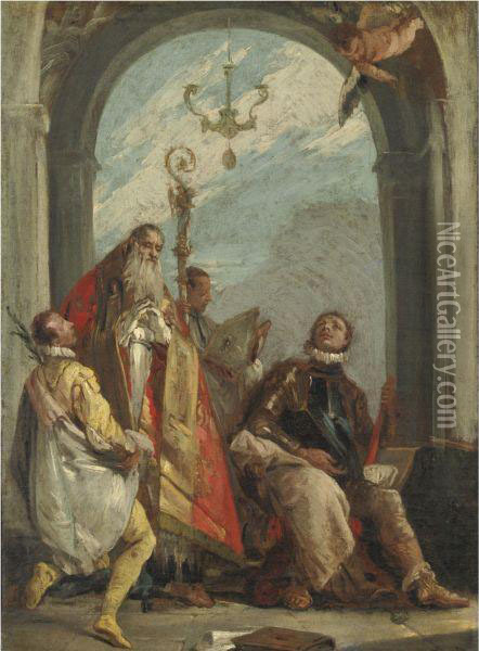 I Santi Massimo E Osvaldo Oil Painting - Giovanni Battista Tiepolo
