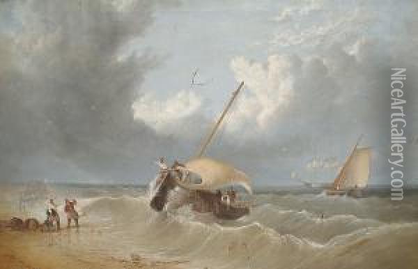 The Bawdsey Ferry Near Felixstow Oil Painting - Archibald Webb