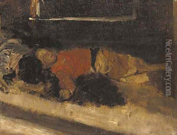 Il ragazzino addormentato Oil Painting - Antonio Mancini