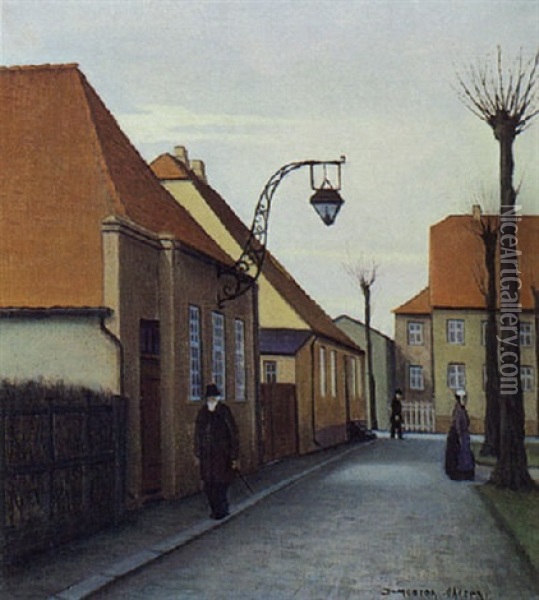Mennesker Pa Gaden Oil Painting - Jeppe Madsen Ohlsen