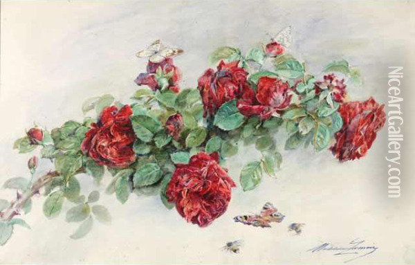 Jetee De Roses Oil Painting - Madeleine Jeanne Lemaire