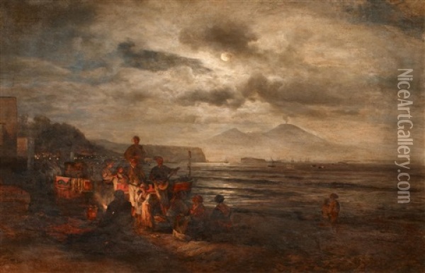 Abendstimmung In Den Albaner Bergen Oil Painting - Oswald Achenbach