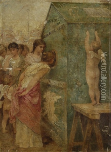 Defense De Regarder L'amour Oil Painting - Georges Jules Victor Clairin