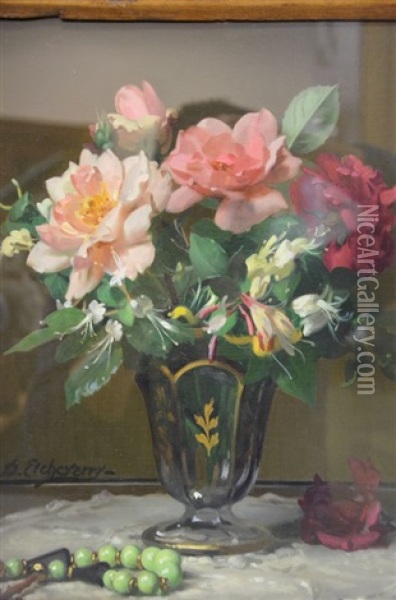 Vase De Fleurs Oil Painting - Hubert-Denis Etcheverry