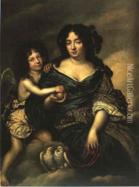 Portrait D'une Jeune Femme En Venus Et De Son Enfant Oil Painting - Pierre Mignard the Elder