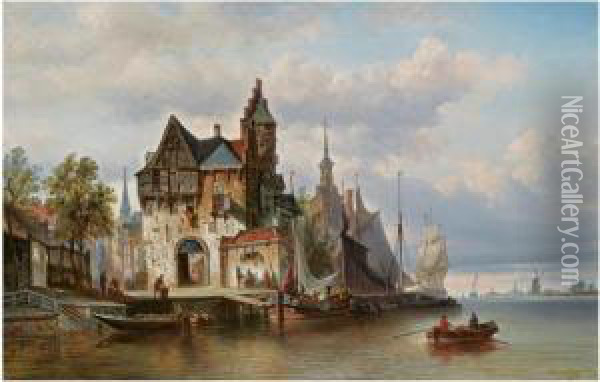 A View Of Rotterdam With The Hoofdpoort Oil Painting - Elias Pieter van Bommel